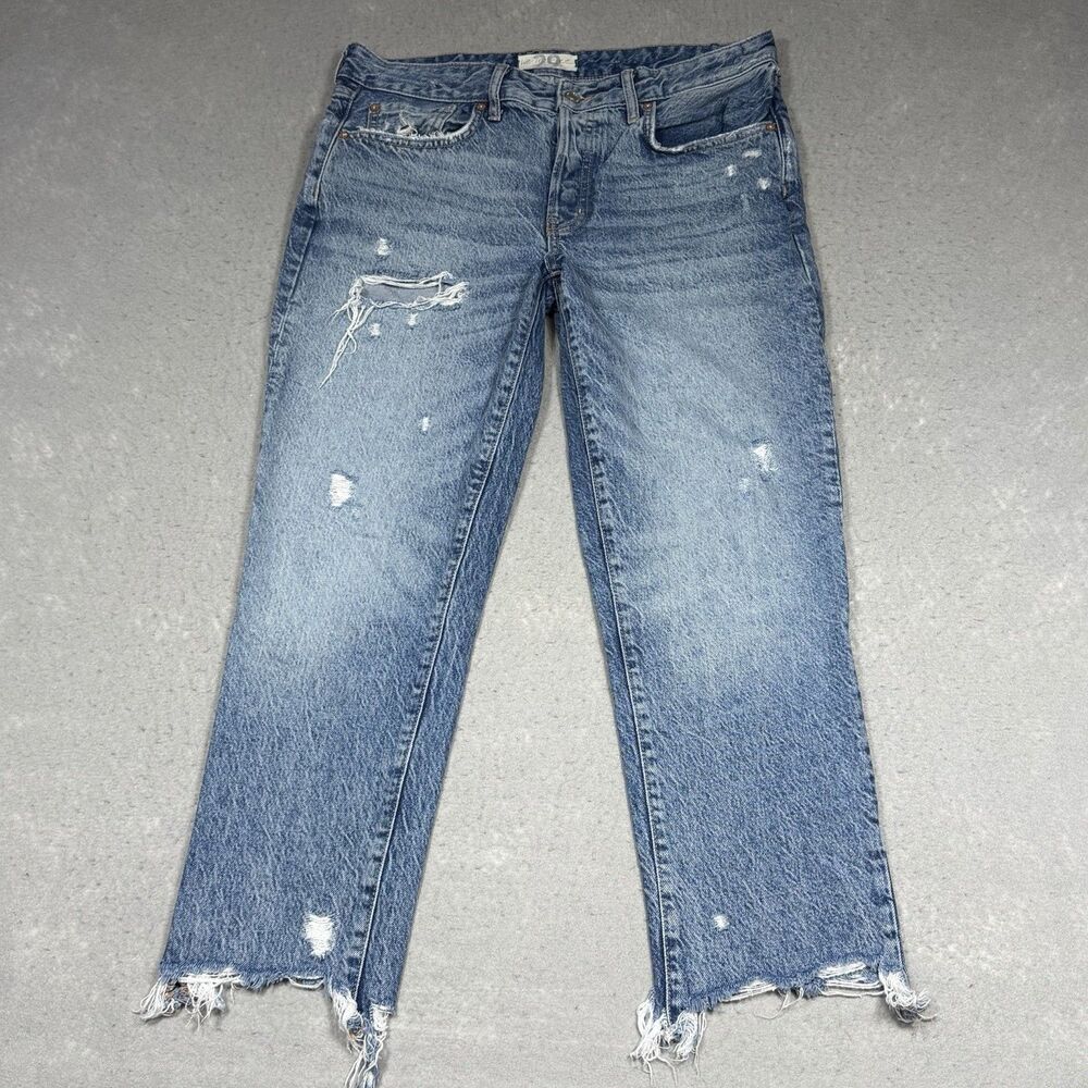 Free People Good Times Relaxed Skinny Jeans Women’s Size 29 Blue Distressed